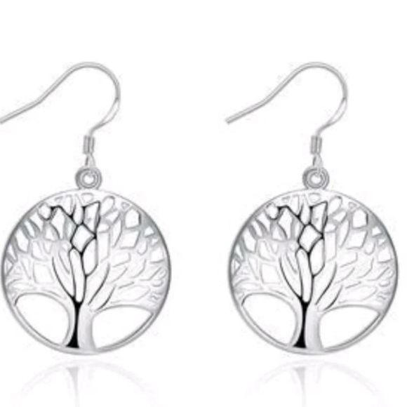 Silver Sterling Silver Tree of Life Dangle Earrings New with box - Picture 2 of 2
